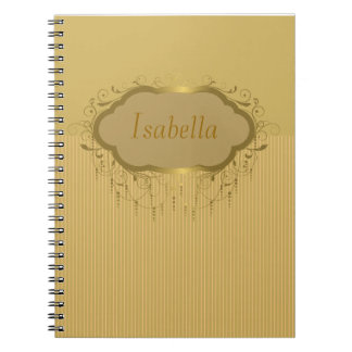 Girly Goldverziertes Streifen-Notizbuch Notizblock