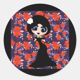 Girly Gothic Girl Gifts Runder Aufkleber