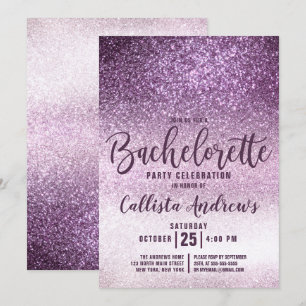 Girly Grape Lila Triple Glitzer Bachelorette Einladung
