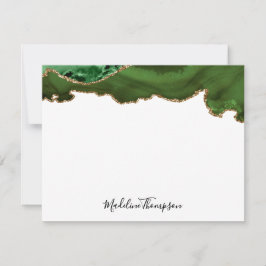 Girly Green Velvet Agate Geode Script Typografie Mitteilungskarte