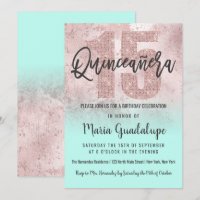Girly Grunge Rose Gold Minze Glitzer Quinceañera