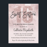 Girly Grunge Rose Gold Pink Glitzer Foil Sweet 16 Einladungspostkarte<br><div class="desc">Diese elegante und gürmische 16 . Geburtstag Einladungs-Postkarte ist das perfekte Design für Ihre Tochter. Es verfügt über eine rustikale Rosa Champagner-Ober-Folie mit rosa Farbgefälle mit einem Imitat, das auf einem pastellfarbenen Hintergrund auf der Rose Rosa Glitzer-Sequenz Nr. 16 gedruckt wurde. Es ist ein schönes, elegantes und trendiges Design für...</div>