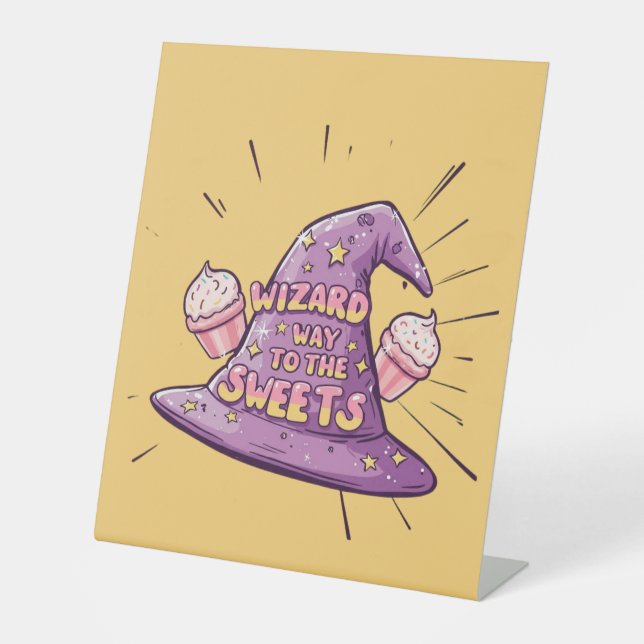 Girly Halloween - Zauberkunst Weg zu den Süßigkeit Sockelschild (Vorderseite)
