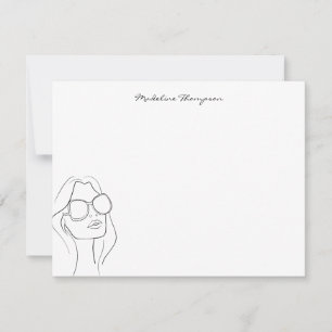 Girly Handwriting Script Typografy Girl Face Mitteilungskarte
