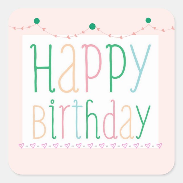 Girly Happy Birthday Stickers (Vorderseite)
