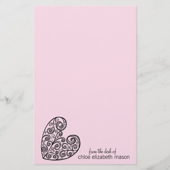 Girly Heart Doodles Stationery Briefpapier (Vorderseite)