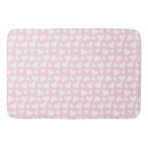 Girly Heart Pattern Rosa Weiß Badematte
