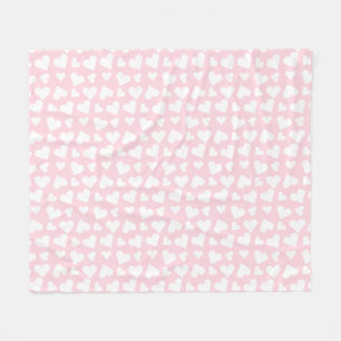 Girly Heart Pattern Rosa Weiß Fleecedecke