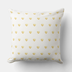 Girly Hearts Gold auf Weiß Kissen