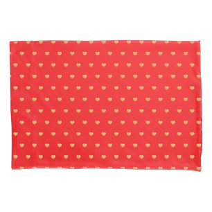 Girly Hearts Gold Imitate Rotes Muster Kissenbezug