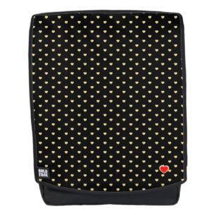 Girly Hearts Gold Imitate Schwarzes Muster Rucksack