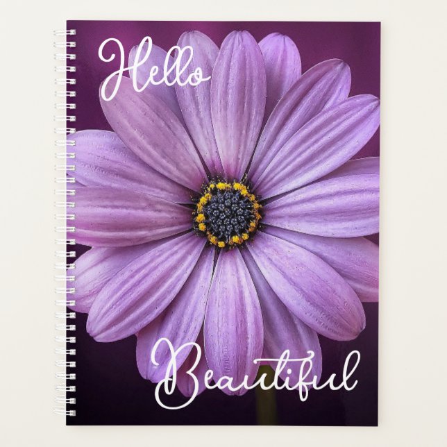 Girly Hello Beautiful Zitat Lavender Daisy Blume Planer (Vorderseite)