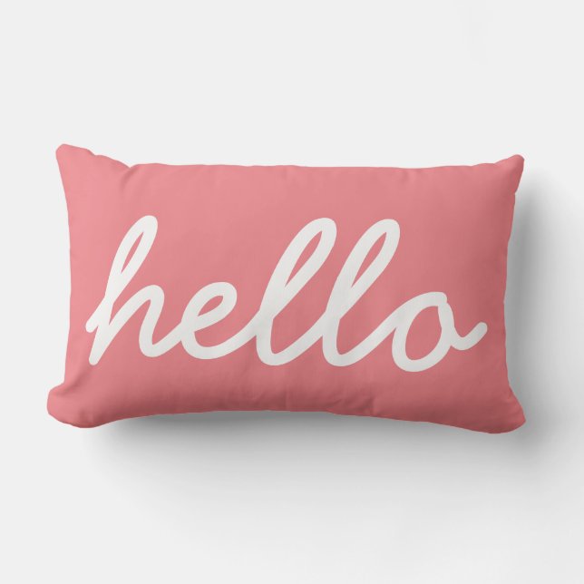 Girly Hello Typografie Lendenkissen (Vorderseite)