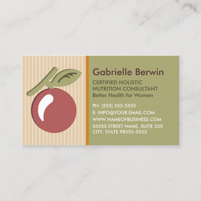 Girly Holistic Nutrition Consultant Women Health Visitenkarte (Vorderseite)