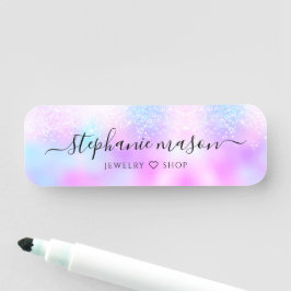 Girly Holographic Glitzer Pastel Business Beauty Namensschild