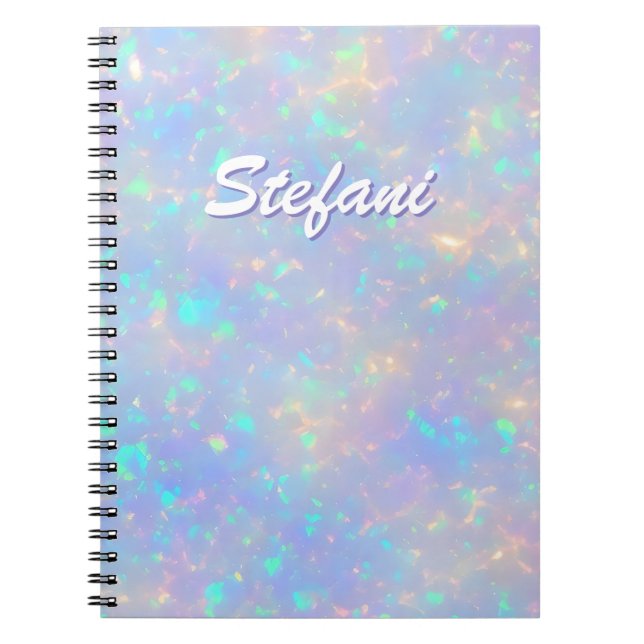 Girly Holographic Sparkle Opal Iridescent Monogram Notizblock (Vorderseite)