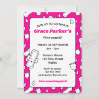 Girly Hot Pink Cartoon Pad Erster Zeitraum Party