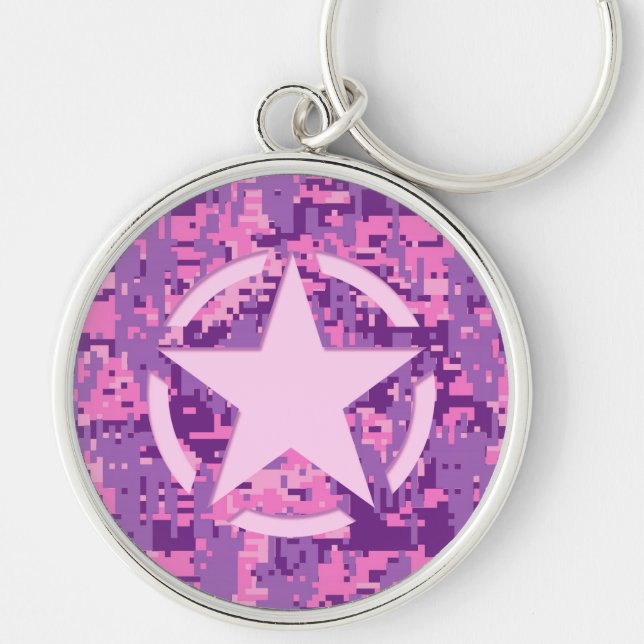 Girly Hot Pink Digital Camouflage Dekoration Schlüsselanhänger (Vorne)