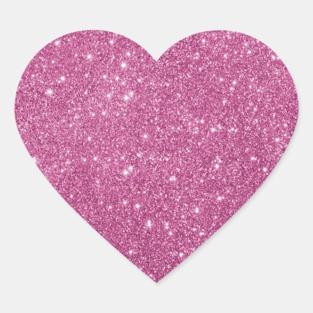 Girly Hot Pink Glitzer Herz-Aufkleber (Vorderseite)
