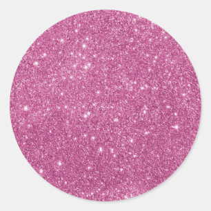 Girly Hot Pink Glitzer Klassischer Rundaufkleber Runder Aufkleber