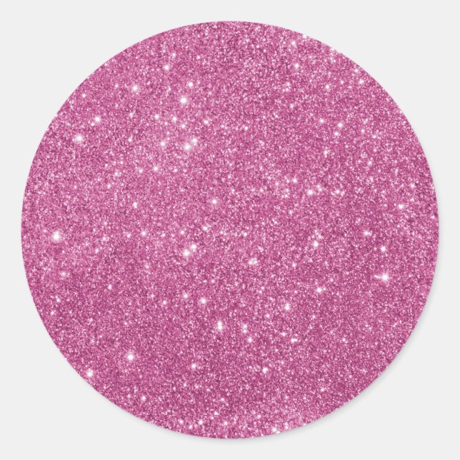 Girly Hot Pink Glitzer Klassischer Rundaufkleber Runder Aufkleber (Vorderseite)