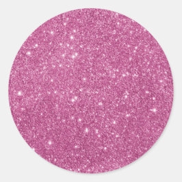 Girly Hot Pink Glitzer Runder Aufkleber