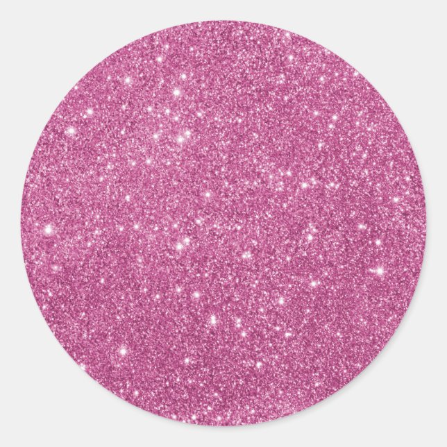 Girly Hot Pink Glitzer Runder Aufkleber (Vorderseite)