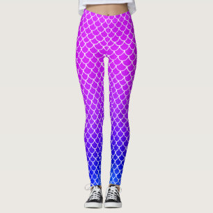 Girly Hot Pink Lila Farbverlauf Meerjungfrau Schup Leggings
