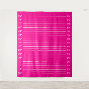 Girly Hot Pink Police Line Up Krimineller Mugshot Wandteppich