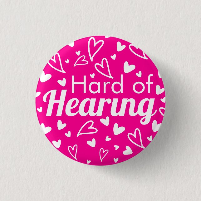 Girly Hot Pink White Hearts Hard Hearts Button (Vorderseite)