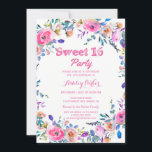 Girly Hübsch Tropical Pink Blume Sweet 16 Einladun Einladung<br><div class="desc">Girly Hübsch Tropical Pink Blume Sweet 16 Invite Matching Kollektion in Niche und Nest Shop.</div>