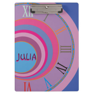 Girly hübsche Uhr Rosa lila-blaue künstlerische Zi Klemmbrett