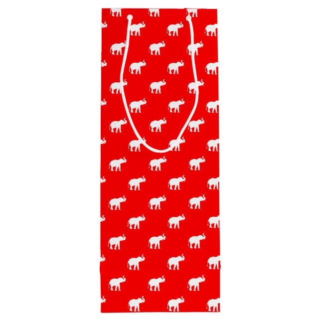 Girly Illustration des roten Elefanten Geschenktüte Für Weinflaschen (Rückseite)