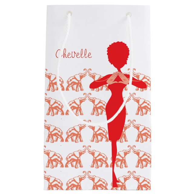 Girly Illustration des roten Elefanten Kleine Geschenktüte (Vorderseite)