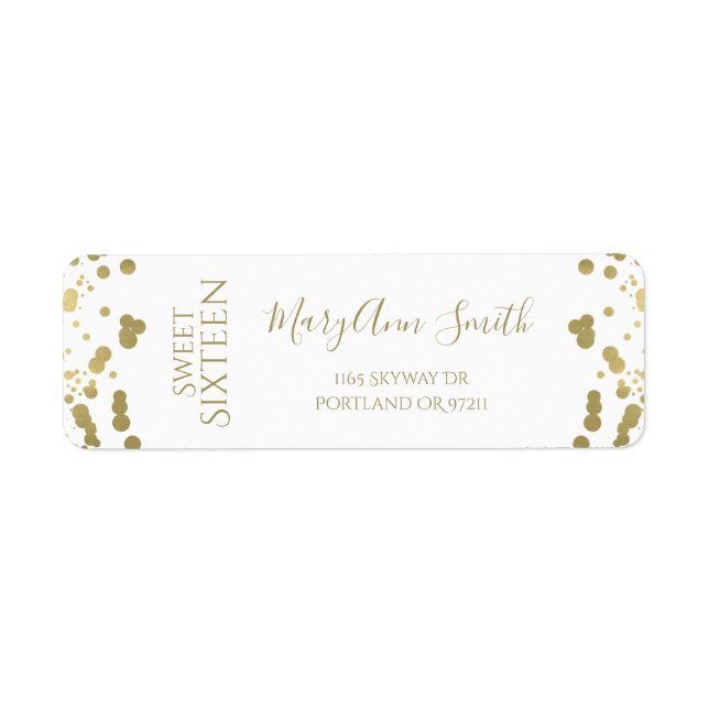 Girly Imitats Goldene Foil Confetti 16 . Geburtsta (Vorne)