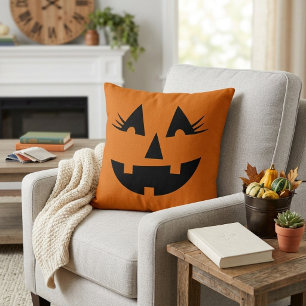 Girly Jack-O-Lantern Pumpkin Face Kissen