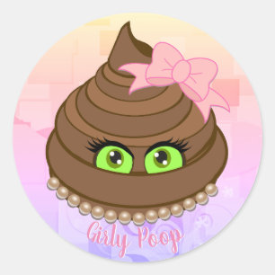 Girly Kack Emoji Runder Aufkleber