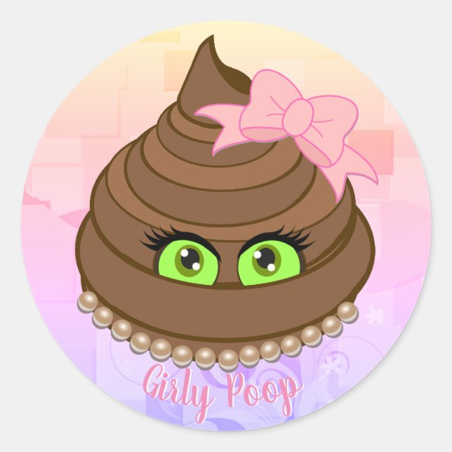 Girly Kack Emoji Runder Aufkleber (Vorderseite)