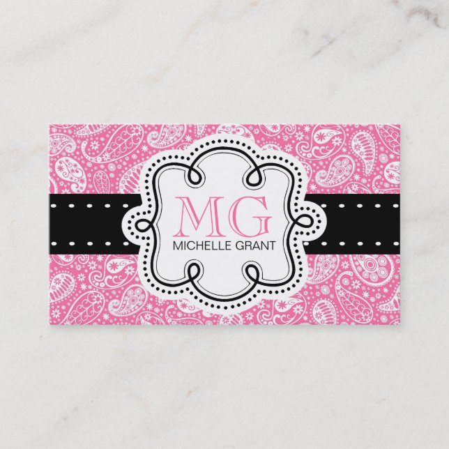 Girly Kaugummi-Rosa-Paisley-Telefonkarte Telefonnummerkarte (Vorderseite)