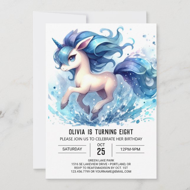 Girly Kids Pferd Geburtstag Einladung (Vorderseite)