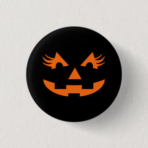 Girly Kürbislaterne Halloween Button