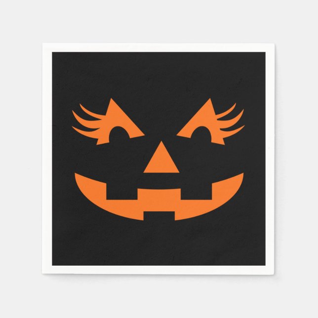 Girly Kürbislaterne Halloween Serviette (Vorderseite)