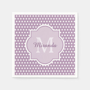 Girly Lavendel-lila Polka-Punkte Monogramm und Serviette