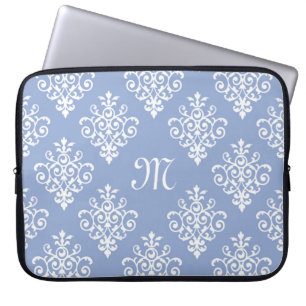 Girly Lavender Damask Muster mit schönem Monogramm Laptopschutzhülle