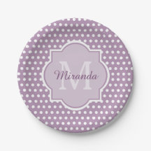 Girly Lavender Lila Polka Dots Monogramm und Name