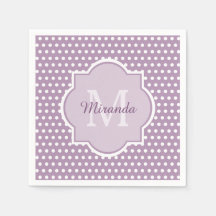 Girly Lavender Lila Polka Dots Monogramm und Name