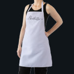 Girly lavender lilac benutzerdefinierter Skriptnam Schürze<br><div class="desc">Personalisierte lavender lilac angepasste moderne Skriptname Text monogram solide schlichte Farbe mädchenhaft elegant elegante lavender lilac und schwarz Text Küche Schürze. Anpassen,  personalisieren Sie es mit Namen,  Zitat,  Phrasen oder Text. Geeignet für Köche,  Koch,  Keramik,  Keramiken,  Handwerk,  Arbeit,  Küche,  Backen,  Grillen,  Grill etc.</div>