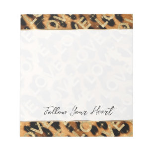 Girly Leopard Gold Glitzern Liebe Notizblock