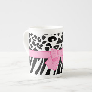 Girly Leopardzebra-Tierdruck und niedlicher rosa Prozellantasse