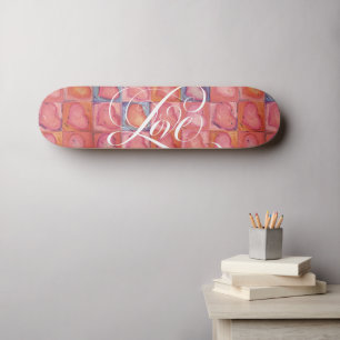 Girly Liebe Hearts Pink Geblüht Kalligrafie Skateboard